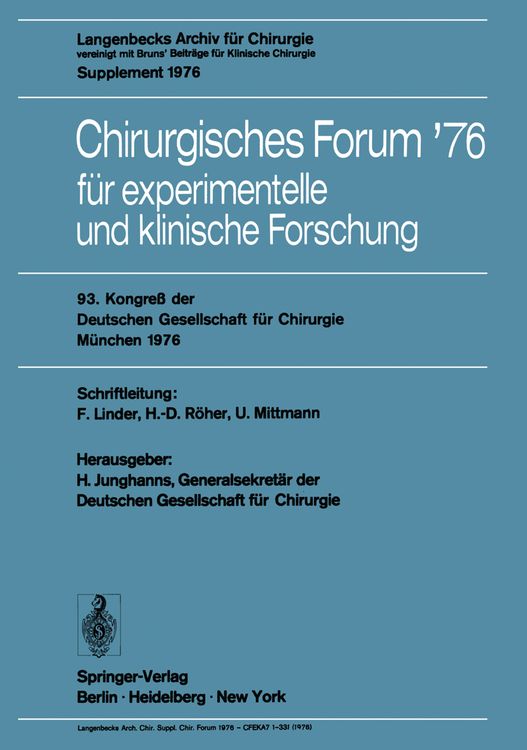 Produktbild: Chirurgisches Forum &rsquo;76 f&uuml;r experimentelle und klinische Forschung