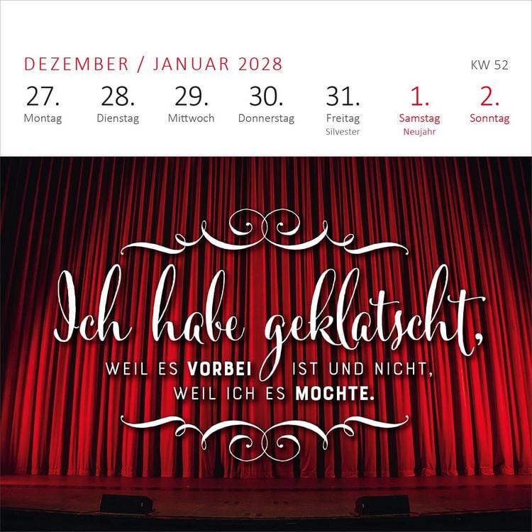 Produktbild: Mini-Wochenkalender Fehlt nur noch das Zelt, dann w&auml;re der Zirkus hier perfekt. 2027