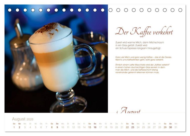 Produktbild: Wiener Kaffeerezepte (Tischkalender 2026 DIN A5 quer), CALVENDO Monatskalender