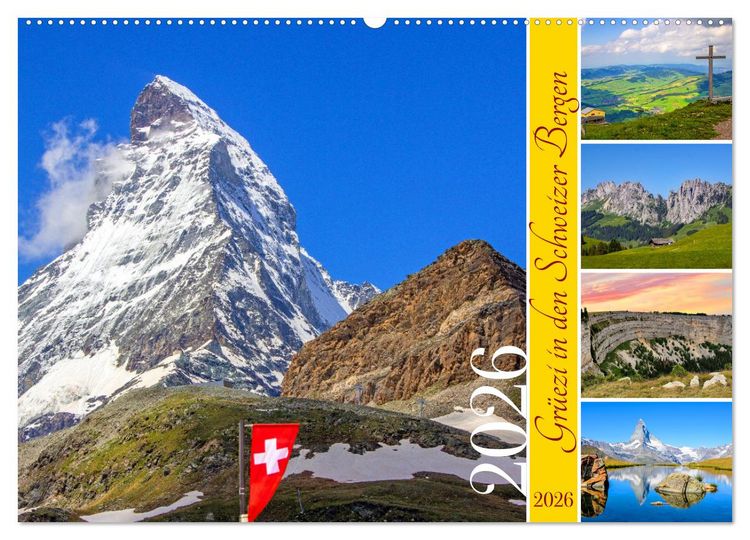 Produktbild: Gr&uuml;ezi in den Schweizer Bergen (Wandkalender 2026 DIN A2 quer), CALVENDO Monatskalender