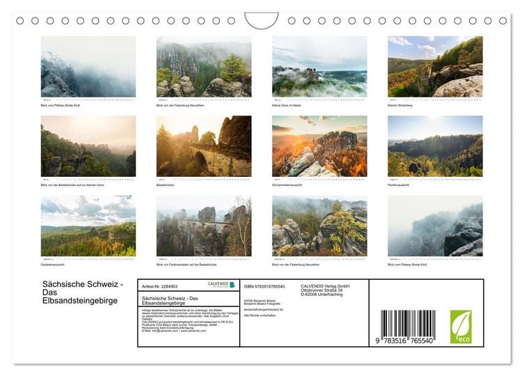 Produktbild: S&auml;chsische Schweiz - Das Elbsandsteingebirge (Wandkalender 2027 DIN A4 quer), CALVENDO Monatskalender