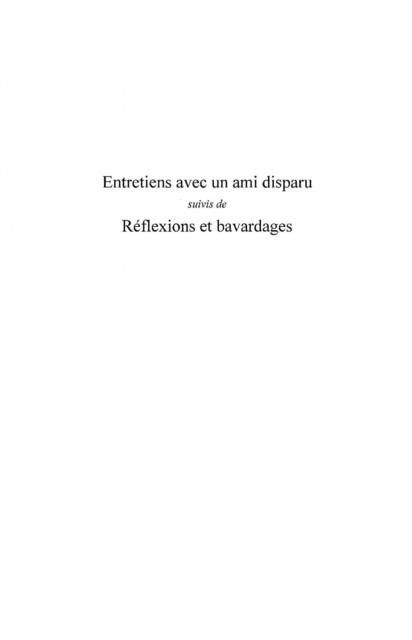 Produktbild: Entretiens avec un ami disparu- suivis