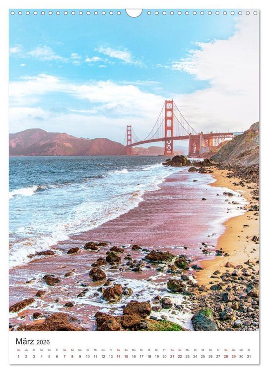 Produktbild: San Francisco - Cable Cars, Golden Gate Bridge und Lombard Street (Wandkalender 2026 DIN A3 hoch), CALVENDO Monatskalender