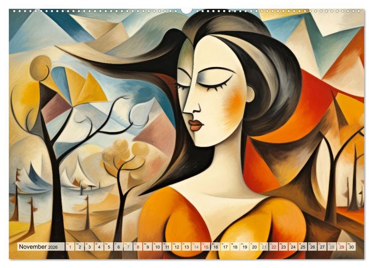Produktbild: Frauenportr&auml;ts, kubistisch und bunt (Wandkalender 2026 DIN A2 quer), CALVENDO Monatskalender
