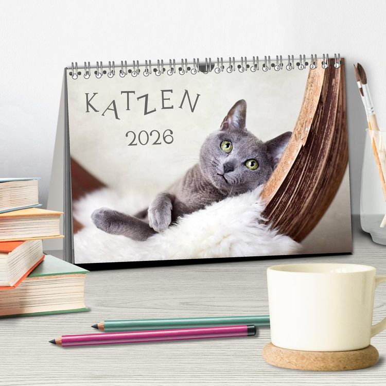 Produktbild: Katzen 2026 (Tischkalender 2026 DIN A5 quer), CALVENDO Monatskalender