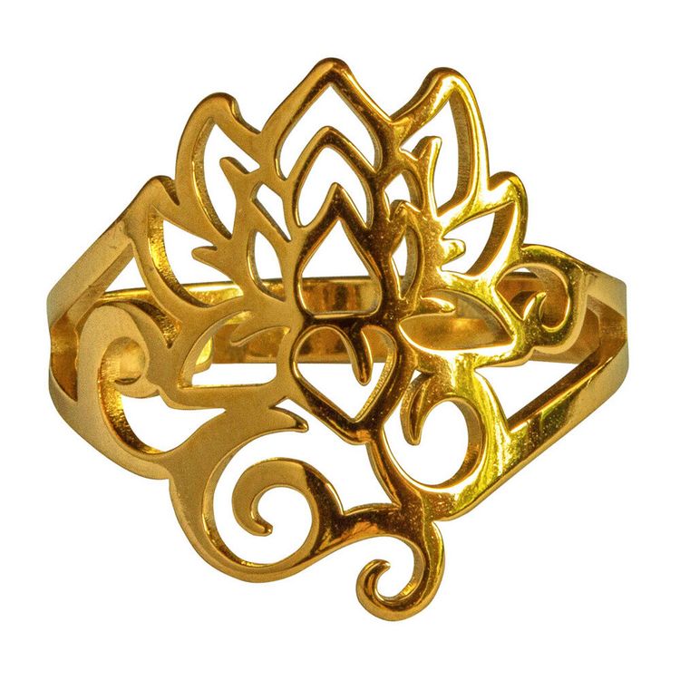 Produktbild: Ring "Om Lotus" Edelstahl vergoldet