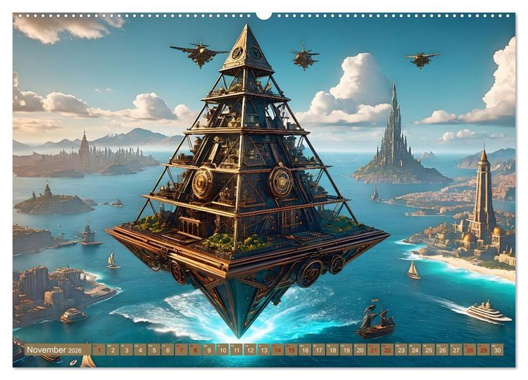 Produktbild: Steampunk Pyramidenwelt (Wandkalender 2026 DIN A2 quer), CALVENDO Monatskalender