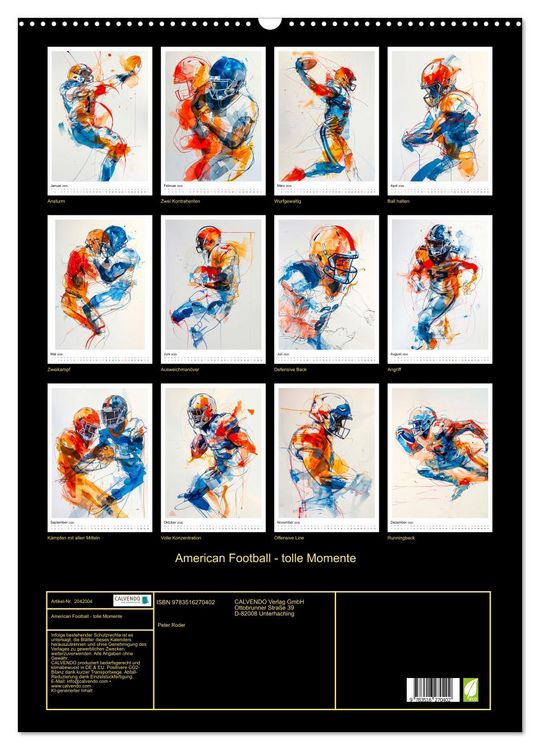 Produktbild: American Football - tolle Momente (Wandkalender 2026 DIN A2 hoch), CALVENDO Monatskalender