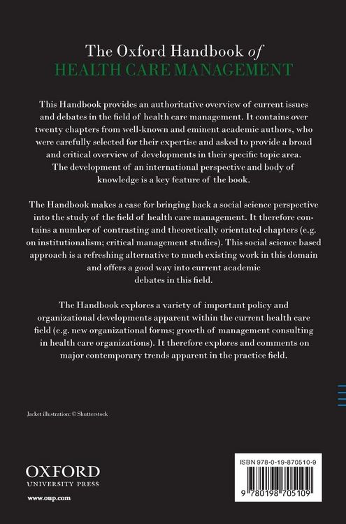 Produktbild: The Oxford Handbook of Health Care Management