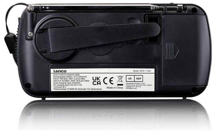 Produktbild: Lenco MCR-113BK Notfallradio Schwarz