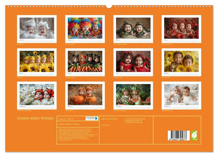 Produktbild: Unsere s&uuml;&szlig;en Knirpse (hochwertiger Premium Wandkalender 2026 DIN A2 quer), Kunstdruck in Hochglanz