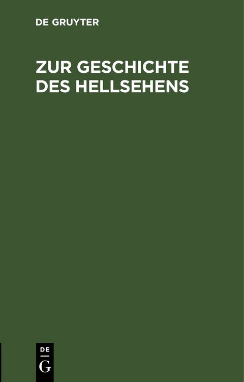 Produktbild: Zur Geschichte des Hellsehens