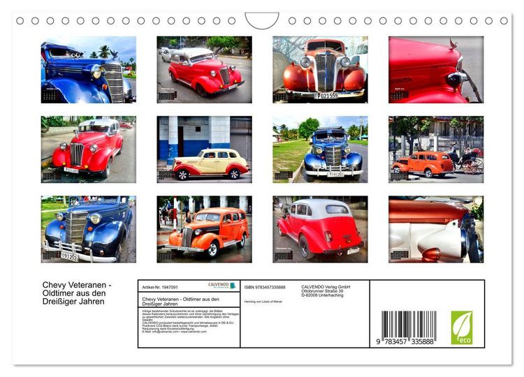 Produktbild: Chevy Veteranen - Oldtimer aus den Drei&szlig;iger Jahren (Wandkalender 2026 DIN A4 quer), CALVENDO Monatskalender