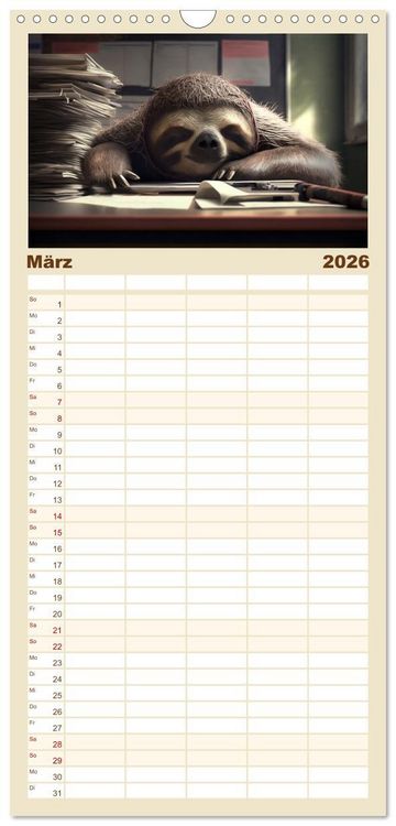 Produktbild: Familienplaner 2026 - Der Kalender f&uuml;r echte Faultiere mit 5 Spalten (Wandkalender, 21 x 45 cm) CALVENDO