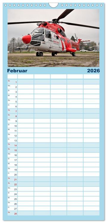 Produktbild: Familienplaner 2026 - Die beeindruckende Welt der Hubschrauber mit 5 Spalten (Wandkalender, 21 x 45 cm) CALVENDO