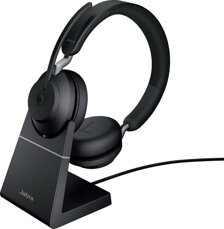 Produktbild: Jabra Evolve2 65 MS On Ear Headset Bluetooth&reg; Stereo Schwarz Lautst&auml;rkeregelung, Batterieladeanzeige, Mikrofon-Stummschaltung Telefon