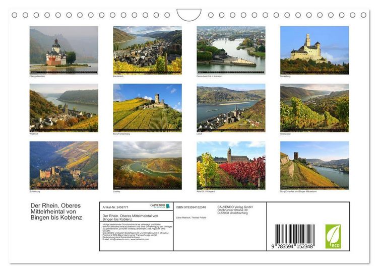 Produktbild: Der Rhein. Oberes Mittelrheintal von Bingen bis Koblenz (Wandkalender 2027 DIN A4 quer), CALVENDO Monatskalender