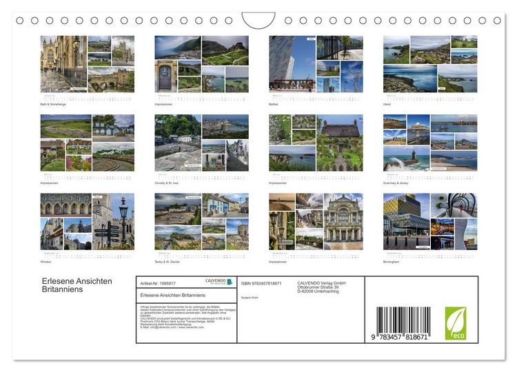 Produktbild: Erlesene Ansichten Britanniens (Wandkalender 2026 DIN A4 quer), CALVENDO Monatskalender