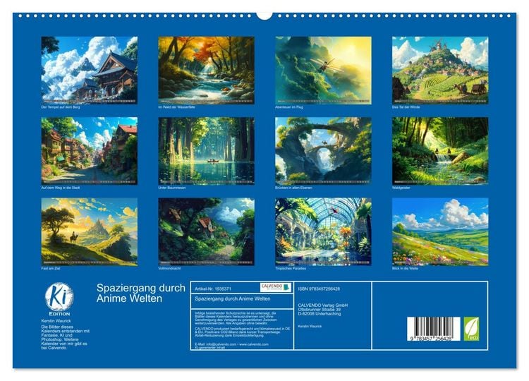 Produktbild: Spaziergang durch Anime Welten (hochwertiger Premium Wandkalender 2026 DIN A2 quer), Kunstdruck in Hochglanz