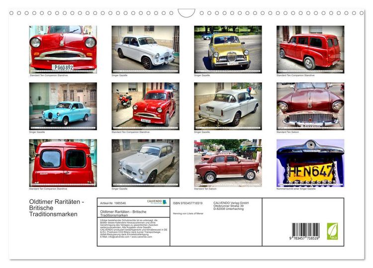 Produktbild: Oldtimer Rarit&auml;ten - Britische Traditionsmarken (Wandkalender 2026 DIN A3 quer), CALVENDO Monatskalender