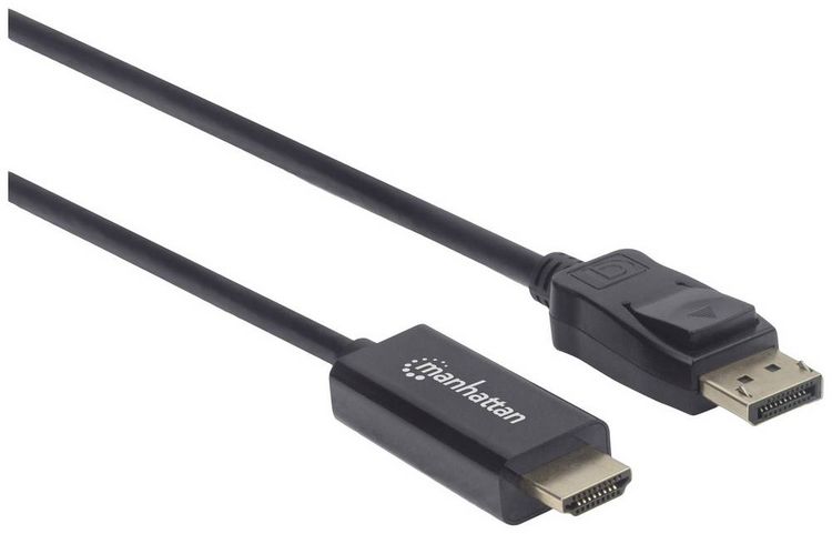 Produktbild: Manhattan DisplayPort / HDMI Adapterkabel DisplayPort Stecker, HDMI-A Stecker 1.00 m Schwarz 153195 DisplayPort-Kabel
