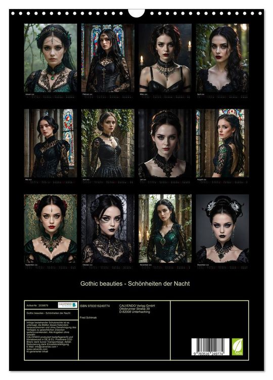 Produktbild: Gothic beauties - Sch&ouml;nheiten der Nacht (Wandkalender 2026 DIN A3 hoch), CALVENDO Monatskalender