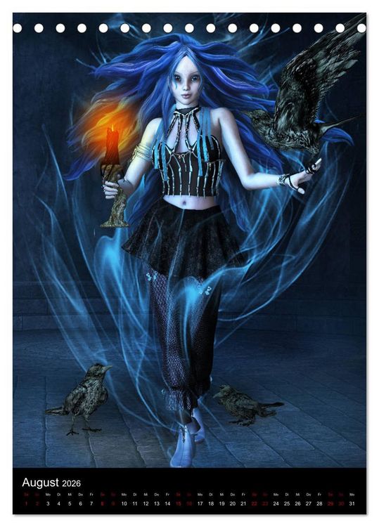 Produktbild: M&auml;dchen im Manga Style (Gothic Art) (Tischkalender 2026 DIN A5 hoch), CALVENDO Monatskalender