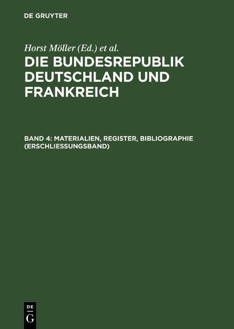 Produktbild: Materialien, Register, Bibliographie (Erschlie&szlig;ungsband)