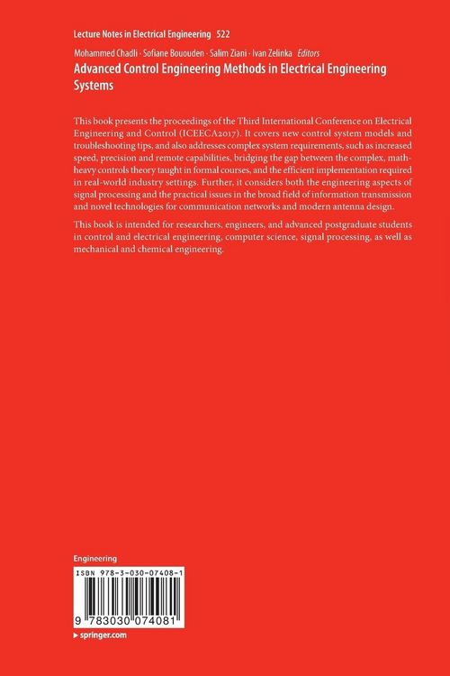 Produktbild: Advanced Control Engineering Methods in Electrical Engineering Systems