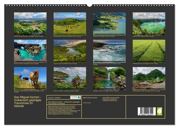 Produktbild: Sao Miguel Azoren - Vulkanisch gepr&auml;gte Trauminsel im Atlantik (hochwertiger Premium Wandkalender 2026 DIN A2 quer), Kunstdruck in Hochglanz