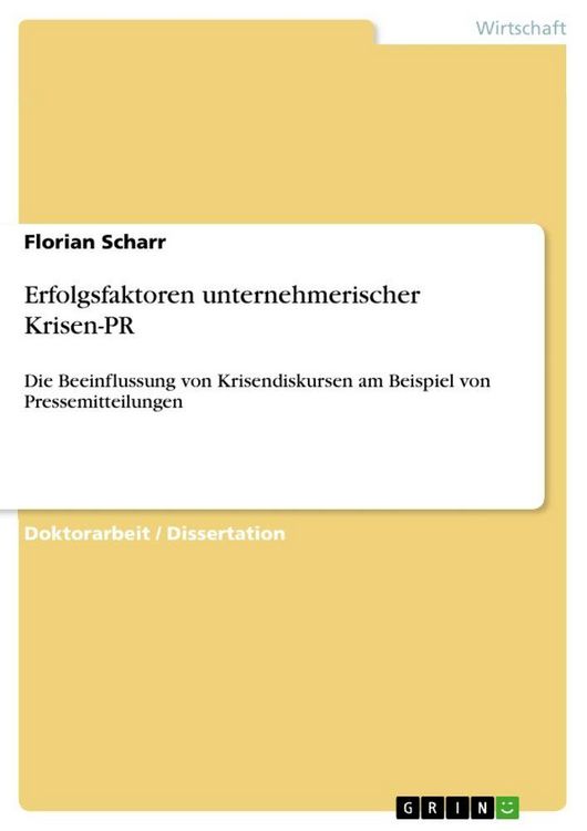 Produktbild: Erfolgsfaktoren unternehmerischer Krisen-PR