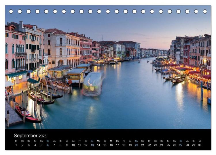 Produktbild: Venedig bei Nacht 2026 (Tischkalender 2026 DIN A5 quer), CALVENDO Monatskalender