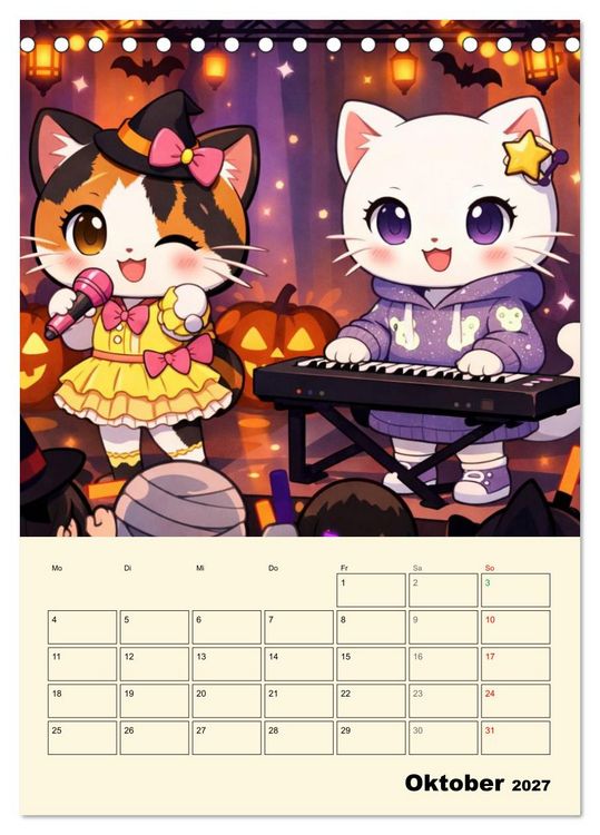 Produktbild: Mia und die Miezband (Tischkalender 2027 DIN A5 hoch), CALVENDO Monatskalender