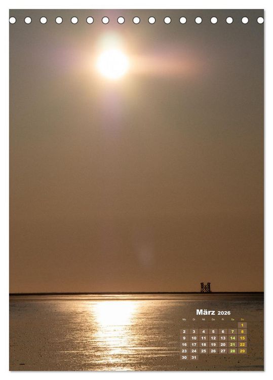 Produktbild: Westerhever - Wattwanderung in den Sonnenuntergang (Tischkalender 2026 DIN A5 hoch), CALVENDO Monatskalender