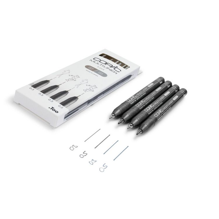Produktbild: Copic Multiliner-Set verschiedene Graut&ouml;ne 0.3mm/0.5mm 4 St&uuml;ck