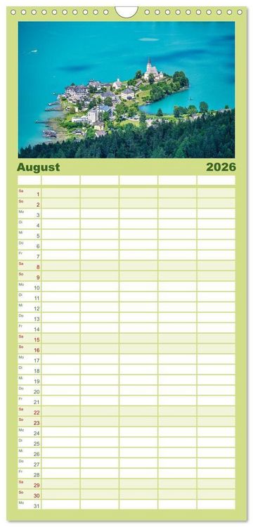 Produktbild: Familienplaner 2026 - Rund um den W&ouml;rthersee in &Ouml;sterreich mit 5 Spalten (Wandkalender, 21 x 45 cm) CALVENDO