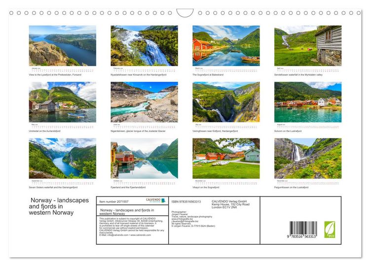 Produktbild: Norway - landscapes and fjords in western Norway (Wall Calendar 2026 DIN A3 landscape), CALVENDO 12 Month Wall Calendar