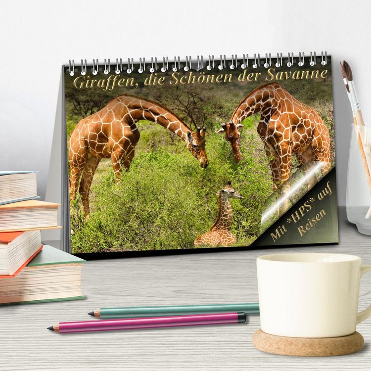 Produktbild: Giraffen, die Sch&ouml;nen der Savanne (Tischkalender 2026 DIN A5 quer), CALVENDO Monatskalender