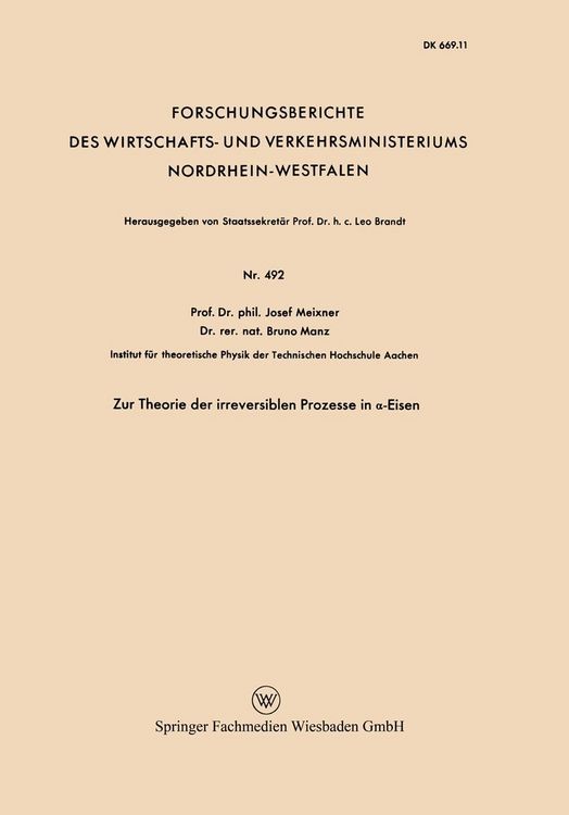 Produktbild: Zur Theorie der irreversiblen Prozesse in a-Eisen