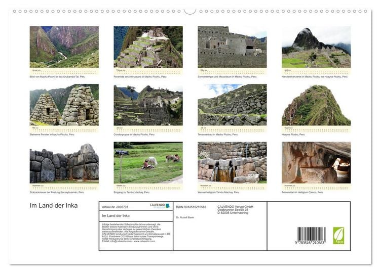 Produktbild: Im Land der Inka (hochwertiger Premium Wandkalender 2026 DIN A2 quer), Kunstdruck in Hochglanz