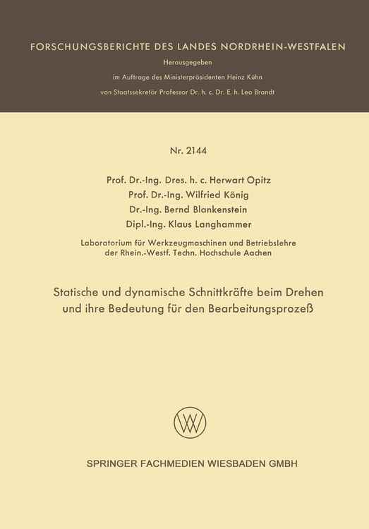 Produktbild: Statische und dynamische Schnittkr&auml;fte beim Drehen und ihre Bedeutung f&uuml;r den Bearbeitungsproze&szlig;