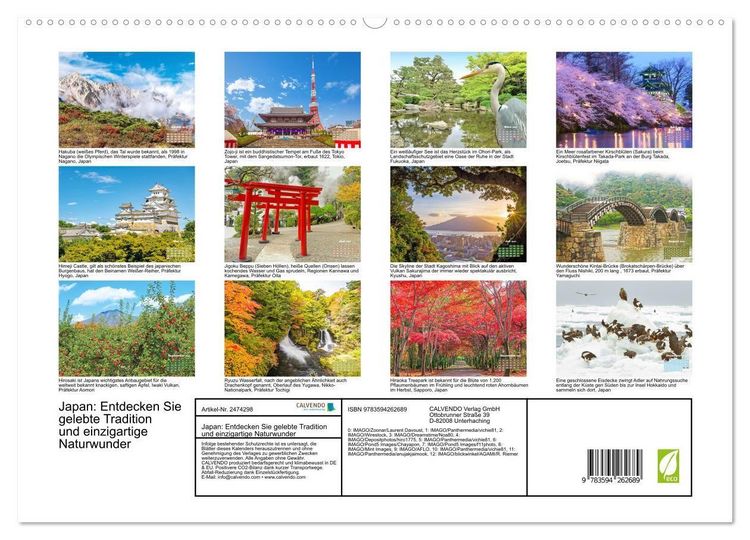 Produktbild: Japan: Entdecken Sie gelebte Tradition und einzigartige Naturwunder (hochwertiger Premium Wandkalender 2027 DIN A2 quer), Kunstdruck in Hochglanz
