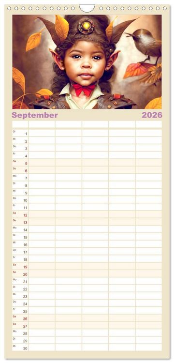 Produktbild: Familienplaner 2026 - Elfen Kinder - Die zauberhafte Welt der kleinen Elfen mit 5 Spalten (Wandkalender, 21 x 45 cm) CALVENDO