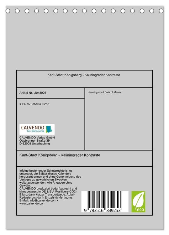 Produktbild: Kant-Stadt K&ouml;nigsberg - Kaliningrader Kontraste (Tischkalender 2026 DIN A5 hoch), CALVENDO Monatskalender