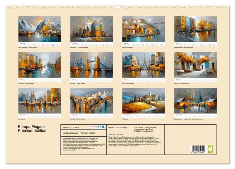 Produktbild: Europa Eleganz - Premium Edition (Wandkalender 2027 DIN A2 quer), CALVENDO Monatskalender
