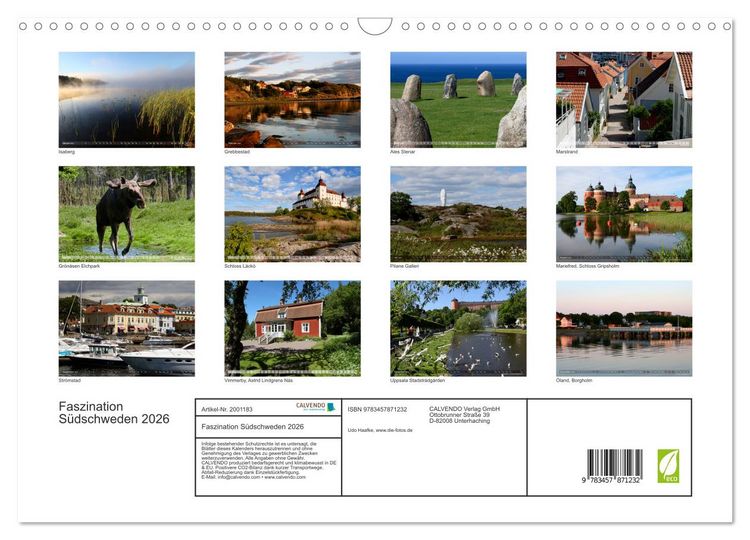 Produktbild: Faszination S&uuml;dschweden 2026 (Wandkalender 2026 DIN A3 quer), CALVENDO Monatskalender
