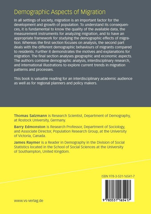 Produktbild: Demographic Aspects of Migration