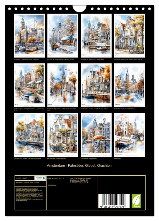 Produktbild: Amsterdam - Fahrr&auml;der, Giebel, Grachten (Wandkalender 2026 DIN A4 hoch), CALVENDO Monatskalender