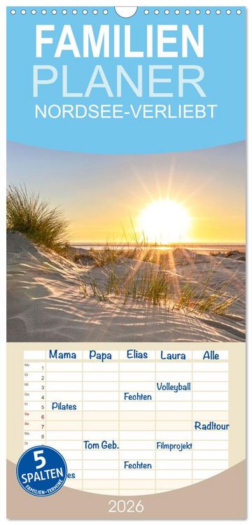 Produktbild: Familienplaner 2026 - NORDSEE-VERLIEBT mit 5 Spalten (Wandkalender, 21 x 45 cm) CALVENDO