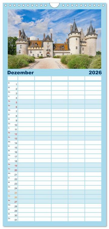 Produktbild: Familienplaner 2026 - Ch&acirc;teaux. Im Tal der Loire mit 5 Spalten (Wandkalender, 21 x 45 cm) CALVENDO